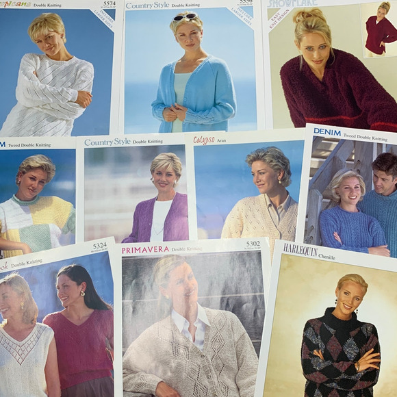 Lot of 50 New Women Men Kids Vintage 1990s 2000s Sweater Sock Knitting Patterns